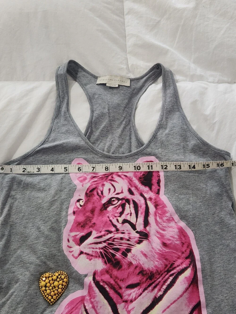 Stella Mccartney Tank Top Vibrant Tiger Graphic Heart Size 38 IT Small US